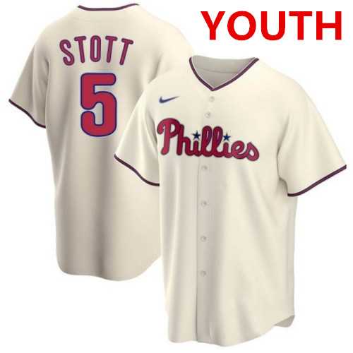 Youth Philadelphia Phillies #5 Bryson Stott Cream Cool Base Stitched Baseball Jersey Dzhi->alabama crimson tide->NCAA Jersey
